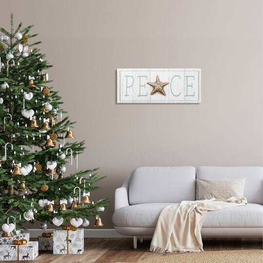 Stupell Industries Peace Seasonal Starfish Sign Canvas Wall Art